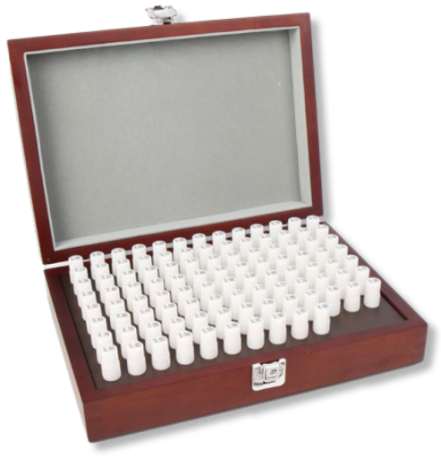 Pin gauge sets Tol.±0.001mm in wooden box Tungsten carbide DIN 2269 Ø 3,01-4,00/50/0,01mm