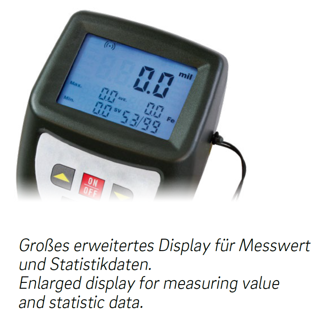 Digital-Schichtdickenmessgerät in Koffer, Sonde Ø6mm, Nullstandard, Batterie 0...1250/0,1µ (FN) IP54