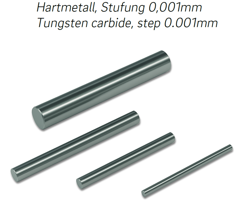 Prüfstifte, einzeln, Stufung 0,001mm Hartmetall DIN 2269