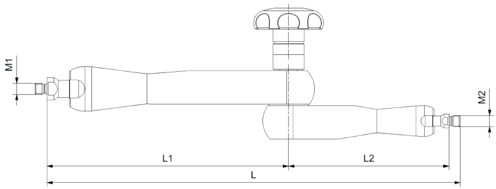 Articulated arms Strato µ-Line A-33 red with mechanical centre lock 330mm/M8/M8, 4.800