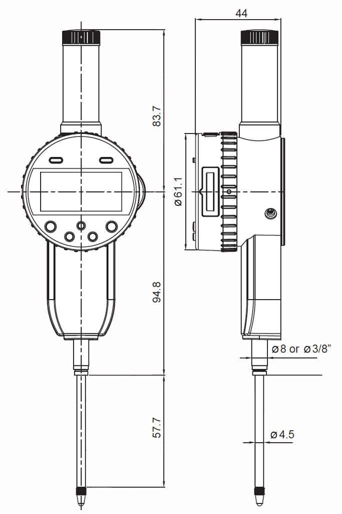Digital-Messuhren IP65, ULTRA active   50/0,01mm Ø58mm