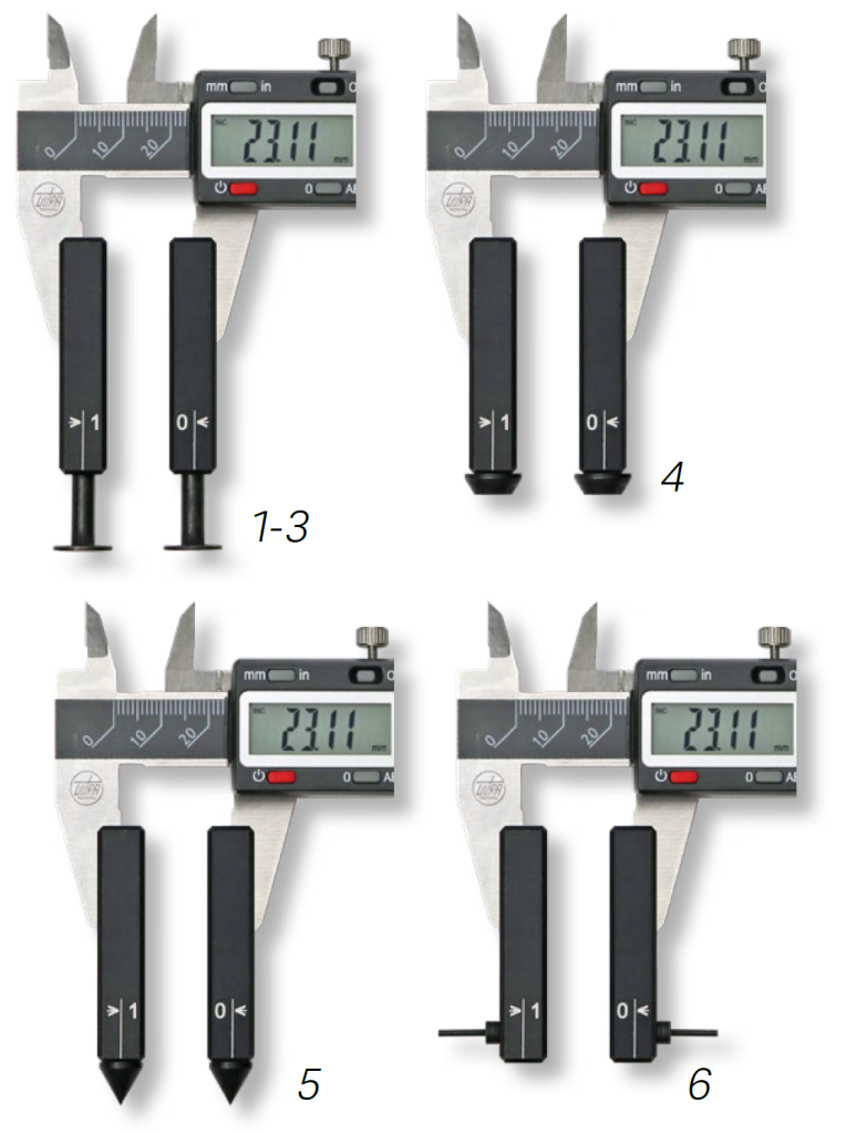 Zubehörsätze für Messschieber ULTRA active im Etui zur Messung von Nuten, Bohrungen und Einstichen für/for -150mm