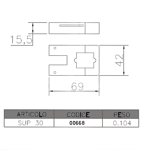 Measuring inserts Mountable on sliding bar, only in use with 1390 33 (APU) 69x42x15,5mm, 00668