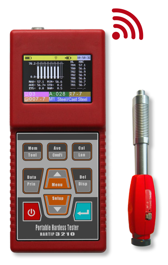 Digital-Härteprüfer HARTIP 3210 im Etui inkl. kabellosem Schlaggerät D, Härtevergleichsplatte 170 ... 960 HL