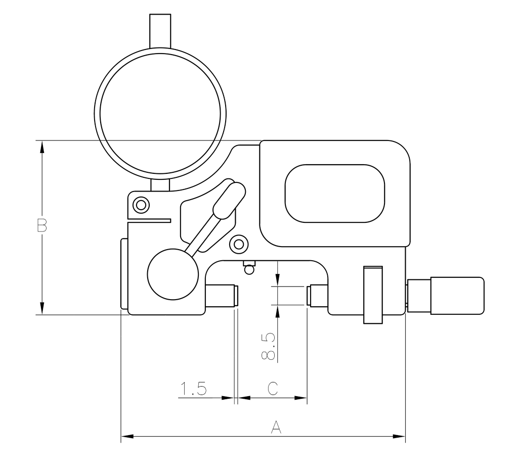 Anzeigende Rachenlehren MINI APOLLO MD - CARBON im Etui mit planen Messflächen 60-100mm, 01017