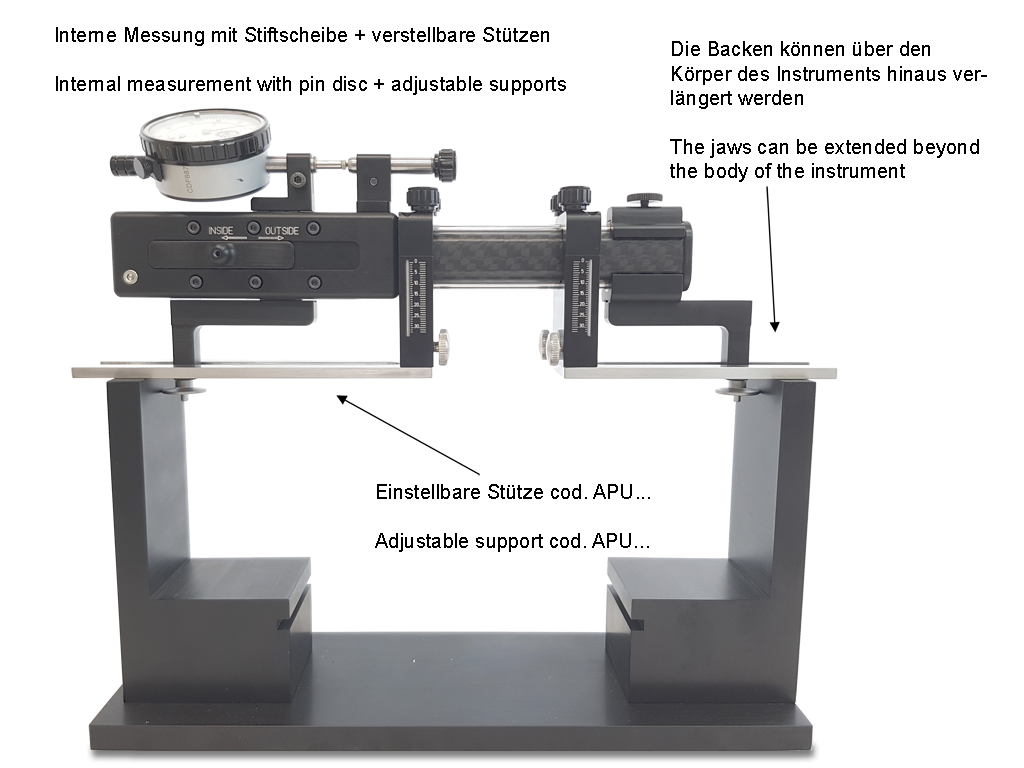 Digital universal comparative measuring instruments in box MINI DIGI PLATON CARBON for inside and outside measurements 32-500mm / 0-470mm, 00687