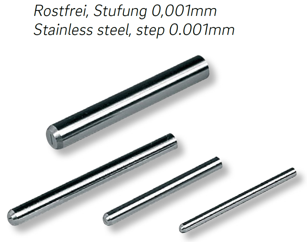 Pin gauges, singles  Tol.±0,001mm Hardened stainless steel DIN 2269 Ø 25,000-26,999/0,001/70mm