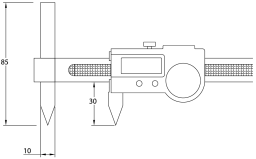 Digital-Taschenmessschieber DIGI POSEIDONE inox im Etui mit höhenverstellbarem Schnabel für Bohrungsabstandsmessung 150x30/85/0,01mm IP67, 07082