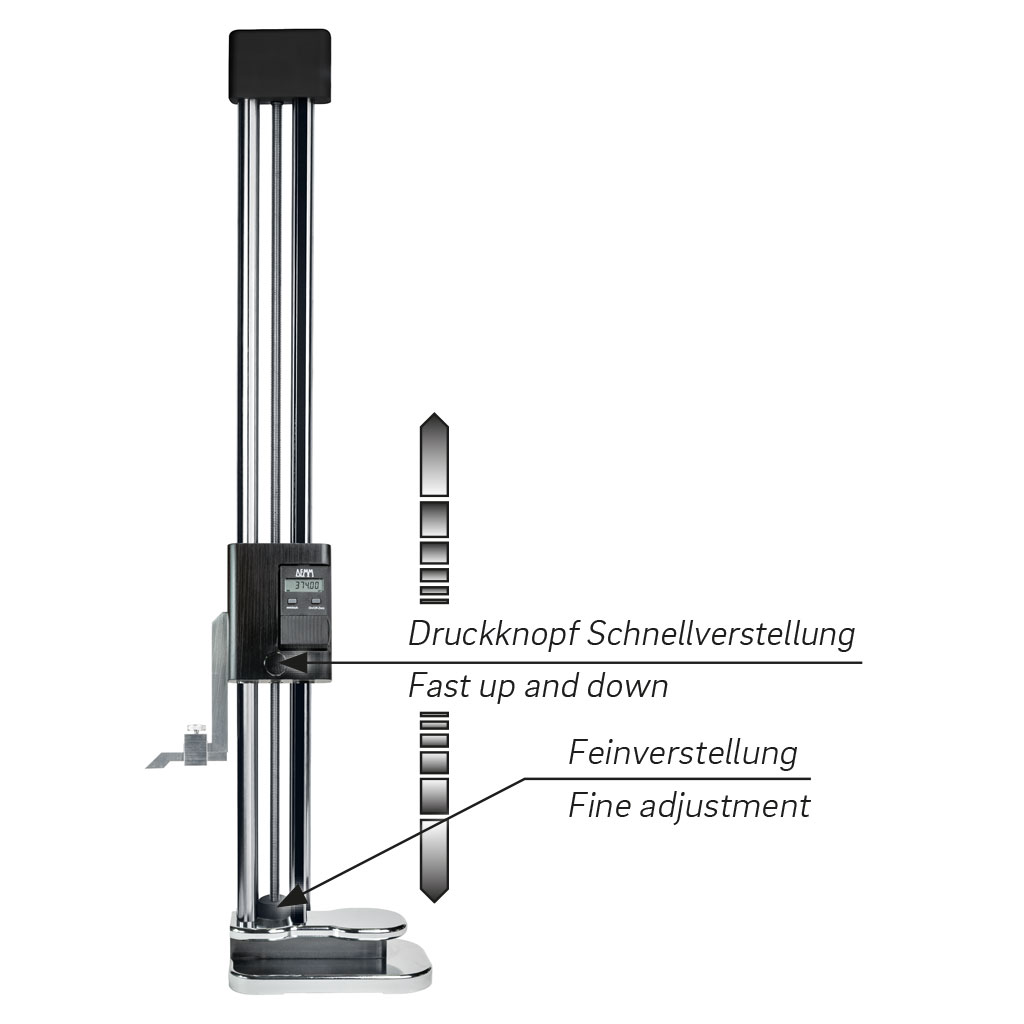 Digital-Höhenmess- und Anreißgeräte RDCT im Etui Doppelsäule, mit Fein- und Schnellverstellung 1000/0,01mm IP54, 40002