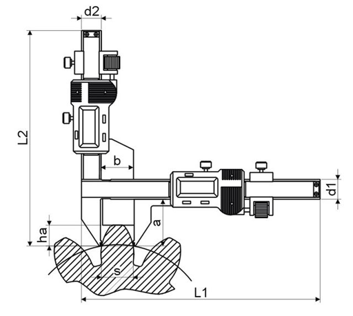 Digital-Messschieber ULTRA active inox im Etui für Zahnweitenmessung und Zahndicken 5-50mm/0,01mm