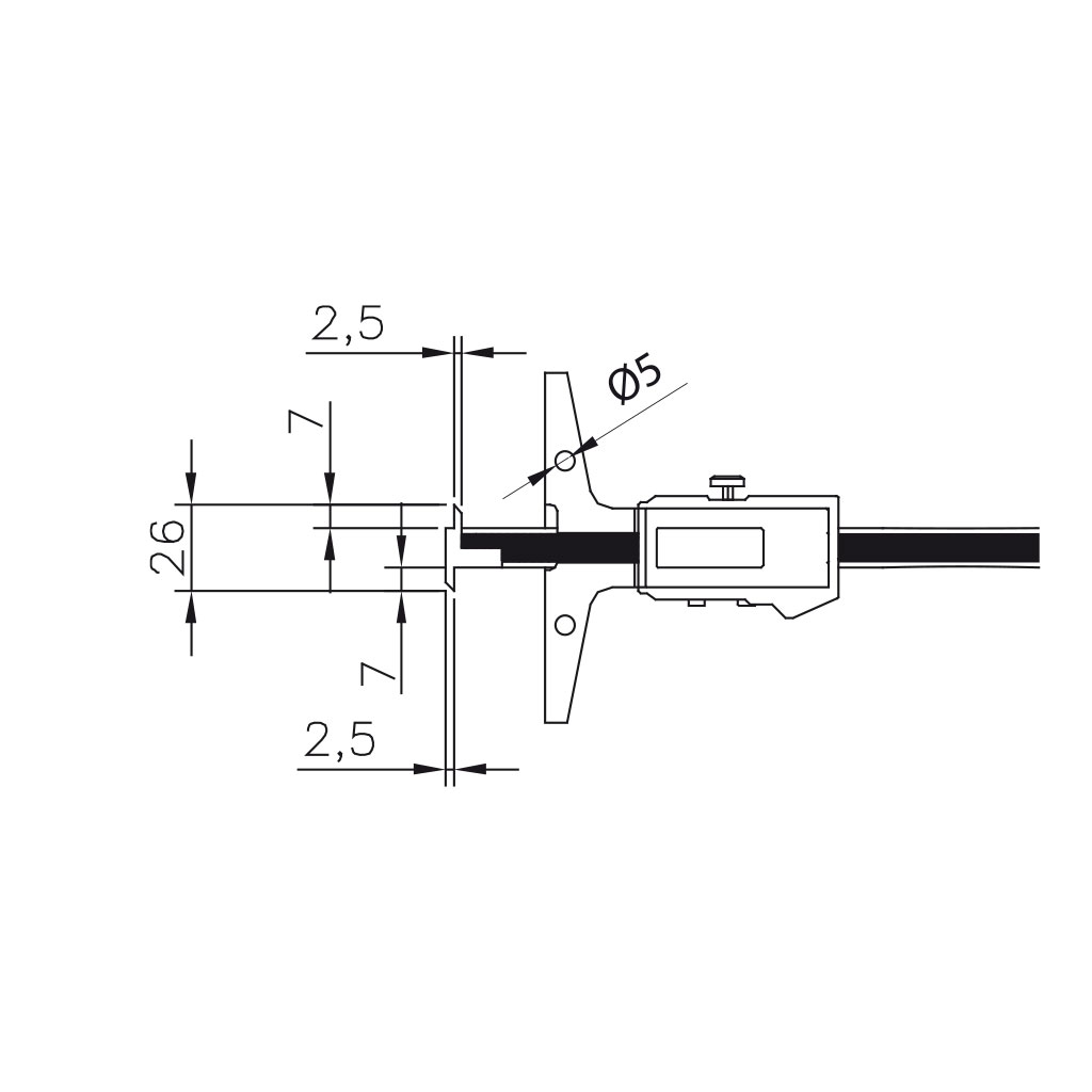 Digital-Tiefenmessschieber DIGI ECO R/L BRIDGE inox im Etui mit auswechselbarem Messeinsatz 150x100/0,01mm IP67, 00570