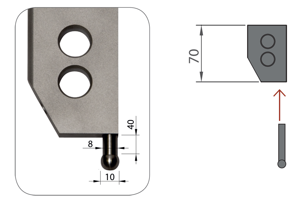 Adapter für Messtaster mit Aufnahme Ø 8mm für Digital-Messschieber ZEUS CARBON Nr. 1851 7..  , 30992