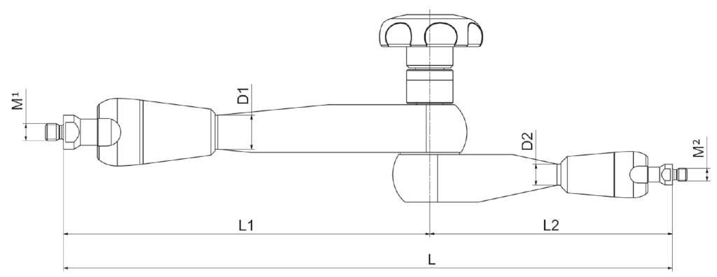 Anbau-Gelenk-Arme Strato Line L-45 schwarz mit mechanischer Zentralklemmung 450mm/M8/M8, 4.400