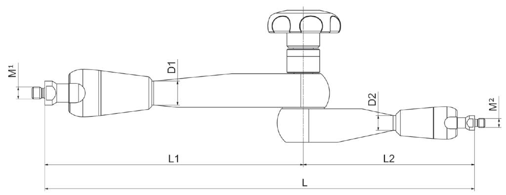 Anbau-Gelenk-Arme Strato Line M-28 rot mit mechanischer Zentralklemmung 280mm/M8/M6, 4.200