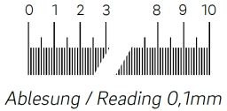 Messlupe mit Skala Gehäuse aus Metall 10x Ø22,8mm L10mm Abl.0,1mm