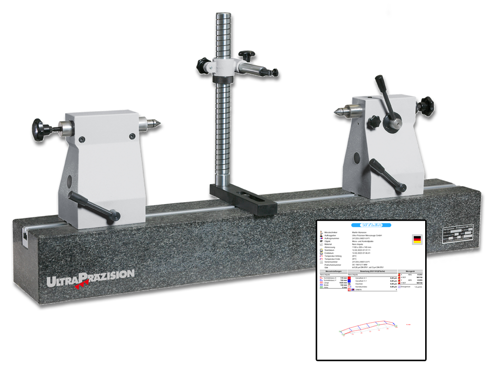 Concentricity testers ULTRA active with granite bench DIN 876/1, without V blocks 200/1550/2000x200mm (14H7)