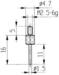 Measuring inserts with thin measuring pin, special steel  