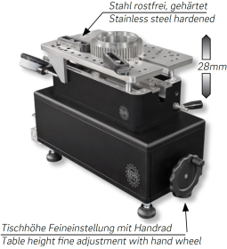 Universalvergleichsmessgeräte QUICK-CHECK im Koffer mit höhenverstellbarem Tisch durch Handrad