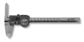 Digital-Taschenmessschieber DIGI ARES inox im Etui mit extra langen Kreuzspitzen, Tiefenmaß eckig