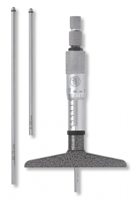 Tiefenmessschrauben im Etui mit auswechselbaren Einsätzen Messflächen Stahl gehärtet Ø 4mm, Steigung 0,5mm