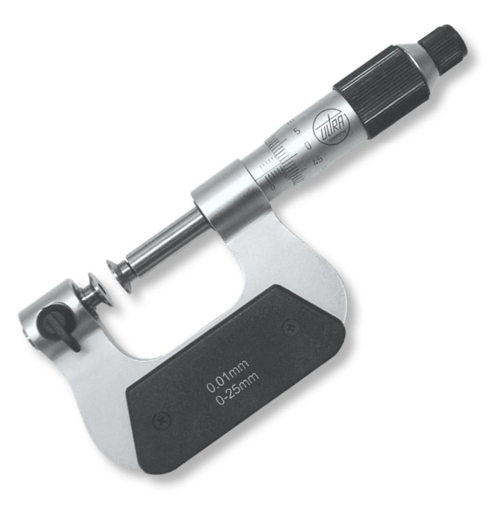 Bügelmessschrauben ULTRA active im Etui mit auswechselbare Einsätzen, 7 Paare, Steigung 0,5mm