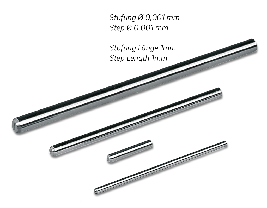 Prüfstifte, einzeln, Tol.±0,001mm, Sonderlängen Spezialstahl DIN 2269